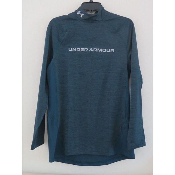 Under Armour 1366069 Men's Sz M Blue Note ColdGear Fitted Twist Mock Neck Shirt - Picture 1 of 2